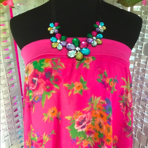 🌺🌸 Multicolor Floral Rhinestone Bib Necklace Flower Crystal Statement NEW 🌸🌺 - Picture 6 of 9